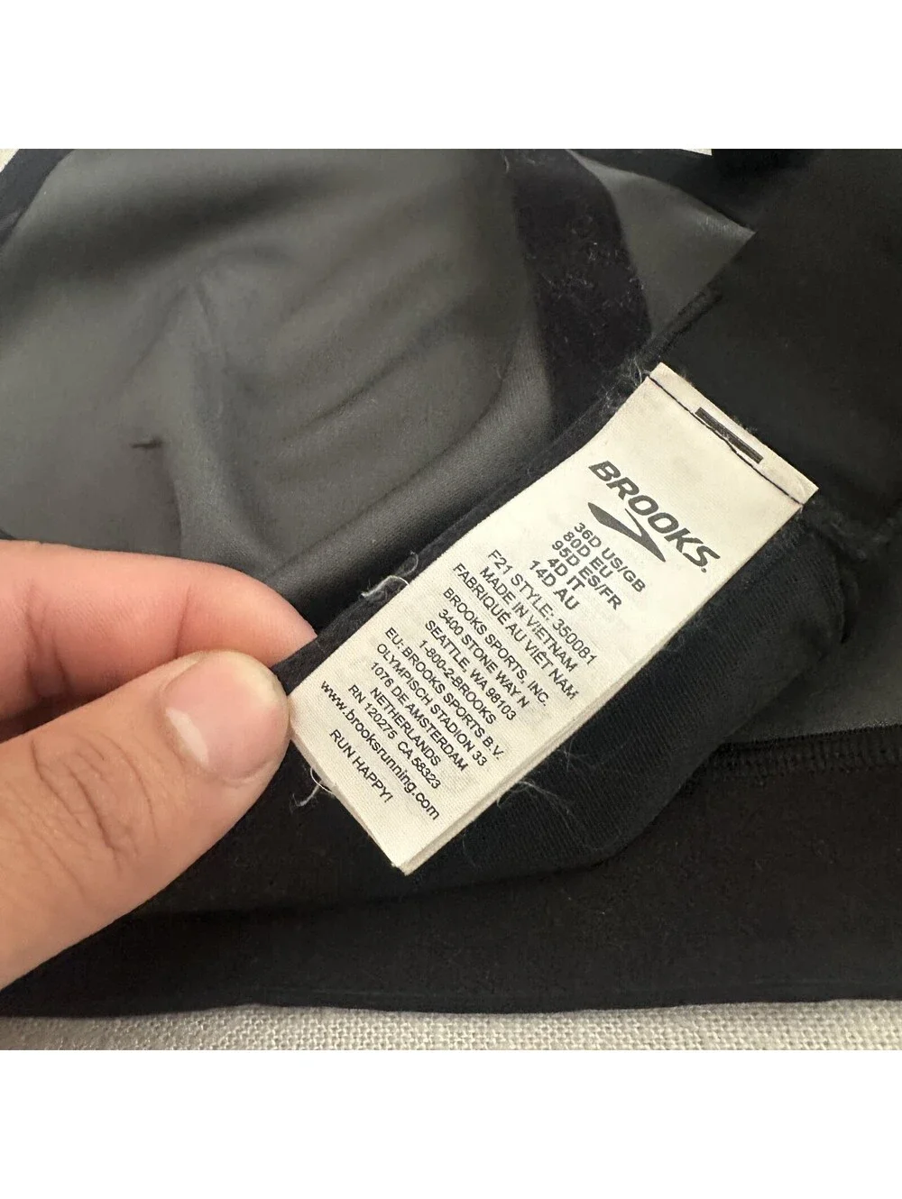 Brooks Women Drive Convertible Sports Bra Black 350081 Size 36D Running Gym Yoga